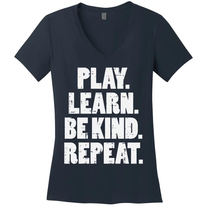 Play Learn Be Kind Repeat Unity Day Orange Anti Bullying Women's V-Neck T-Shirt