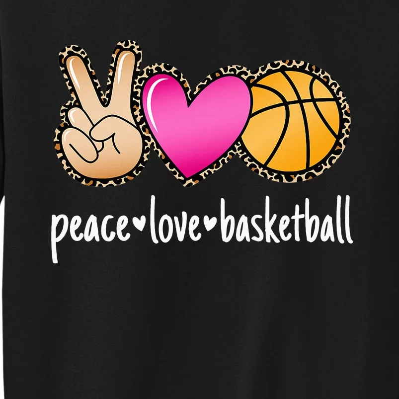 Peace Love Basketball Leopard Print  Basketball Sweatshirt