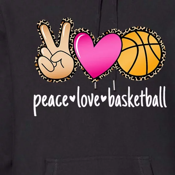 Peace Love Basketball Leopard Print  Basketball Premium Hoodie