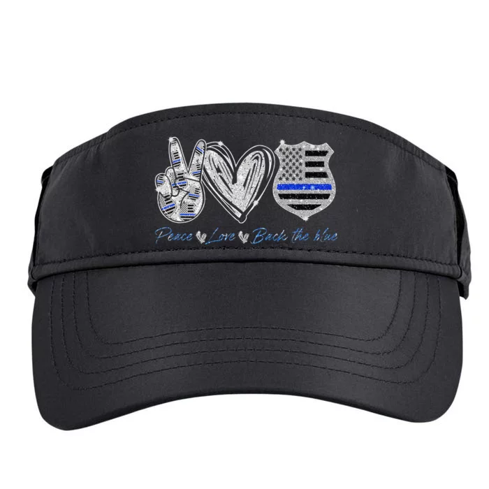 Peace Love Back The Blue Police Officer Gift Adult Drive Performance Visor