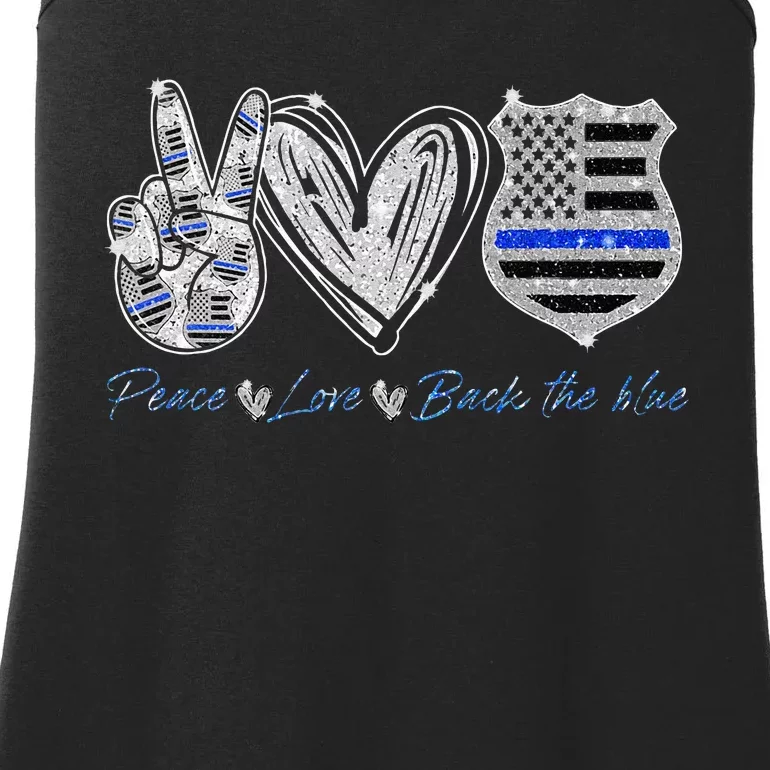 Peace Love Back The Blue Police Officer Gift Ladies Essential Tank