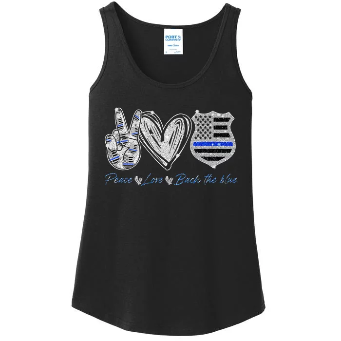 Peace Love Back The Blue Police Officer Gift Ladies Essential Tank