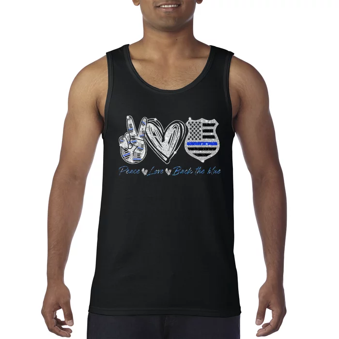 Peace Love Back The Blue Police Officer Gift Tank Top