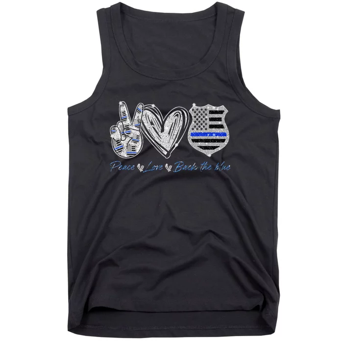 Peace Love Back The Blue Police Officer Gift Tank Top