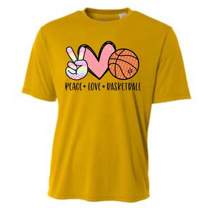 Peace Love Basketball Heart For Women Teens Tween Girls Meaningful Gift Cooling Performance Crew T-Shirt