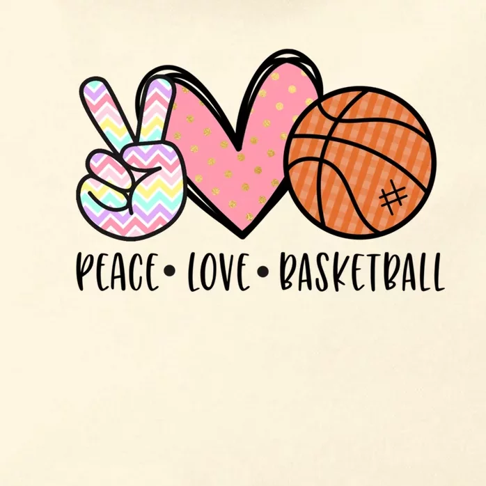 Peace Love Basketball Heart For Women Teens Tween Girls Meaningful Gift Zip Tote Bag