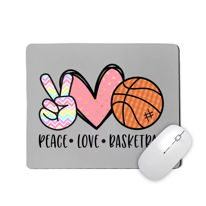 Peace Love Basketball Heart For Women Teens Tween Girls Meaningful Gift Mousepad