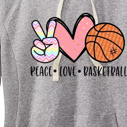 Peace Love Basketball Heart For Women Teens Tween Girls Meaningful Gift Women's Fleece Hoodie