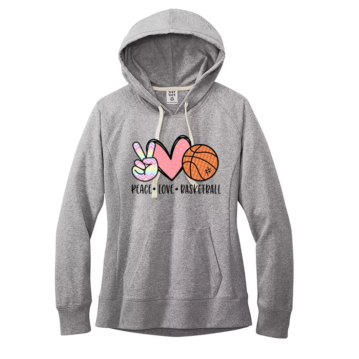 Peace Love Basketball Heart For Women Teens Tween Girls Meaningful Gift Women's Fleece Hoodie