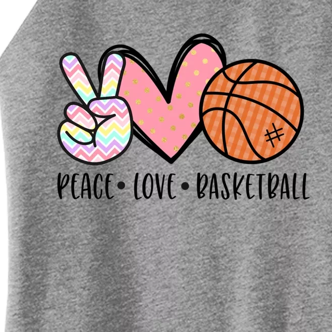 Peace Love Basketball Heart For Women Teens Tween Girls Meaningful Gift Women’s Perfect Tri Rocker Tank