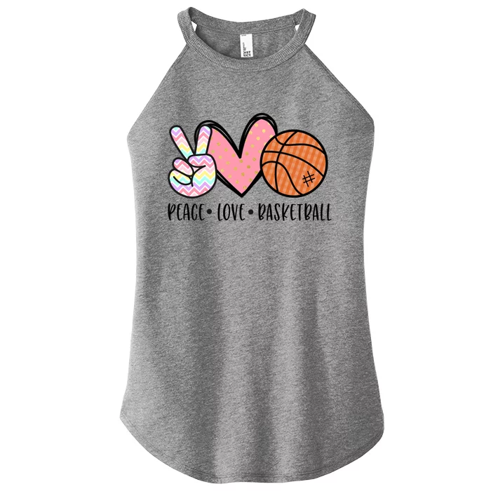 Peace Love Basketball Heart For Women Teens Tween Girls Meaningful Gift Women’s Perfect Tri Rocker Tank