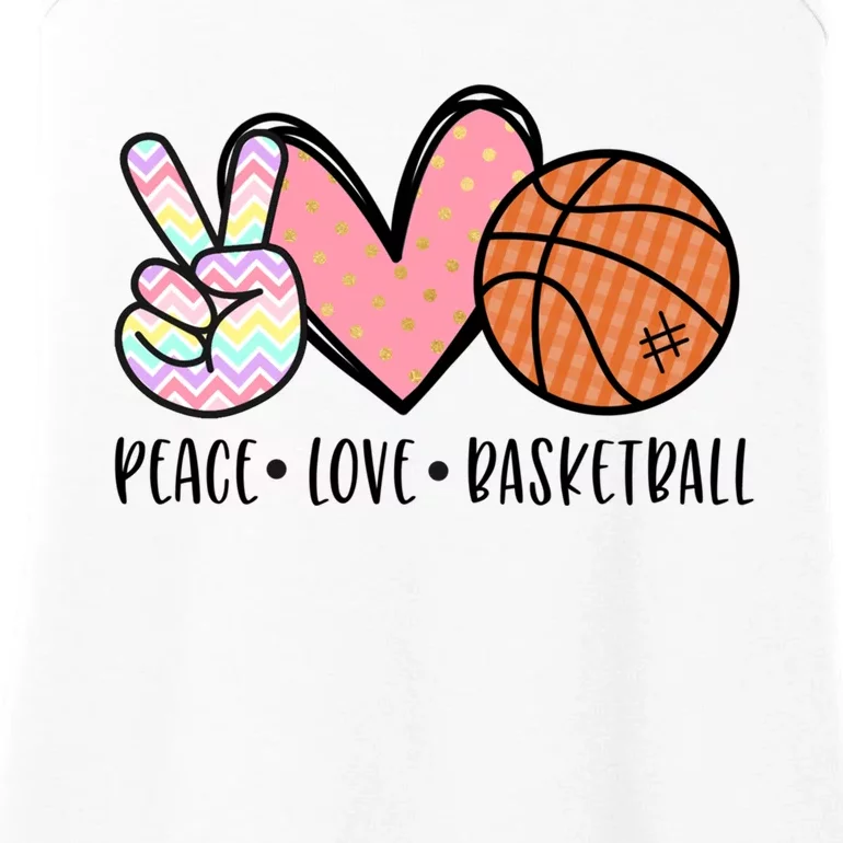 Peace Love Basketball Heart For Women Teens Tween Girls Meaningful Gift Ladies Essential Tank