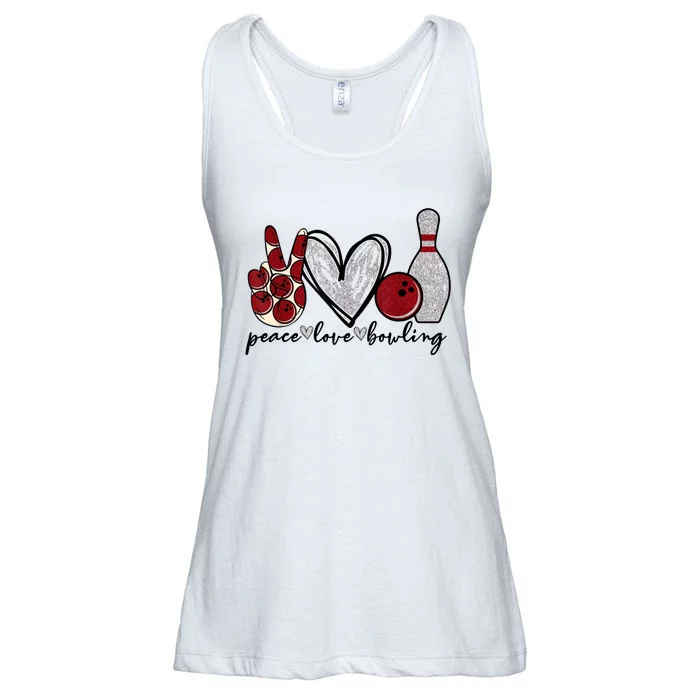 Peace Love Bowling Funny Bowling Lover Ladies Essential Flowy Tank