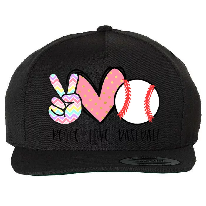 Peace Love Baseball Funny Wool Snapback Cap