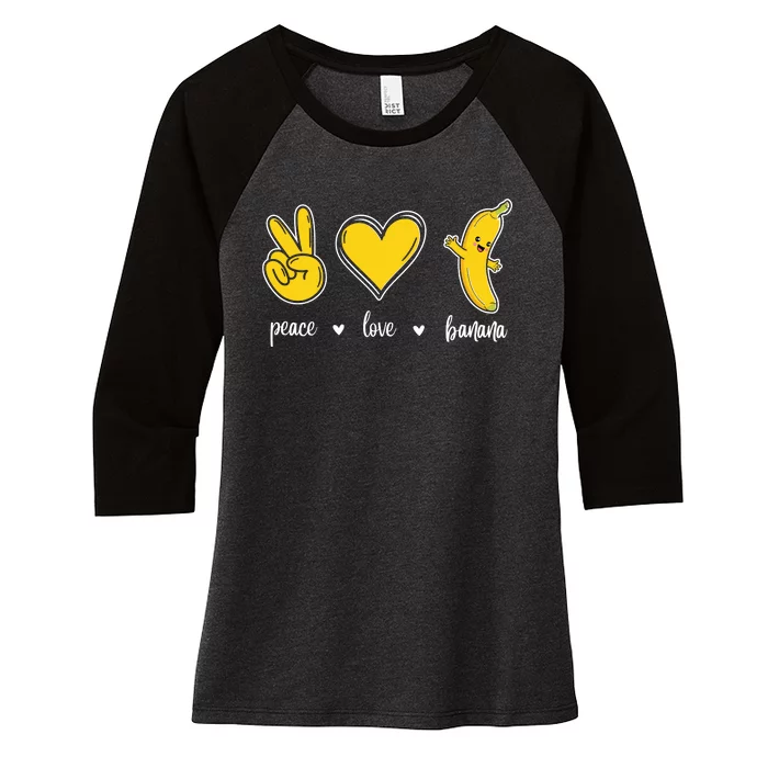 Peace Love Bananas Women's Tri-Blend 3/4-Sleeve Raglan Shirt