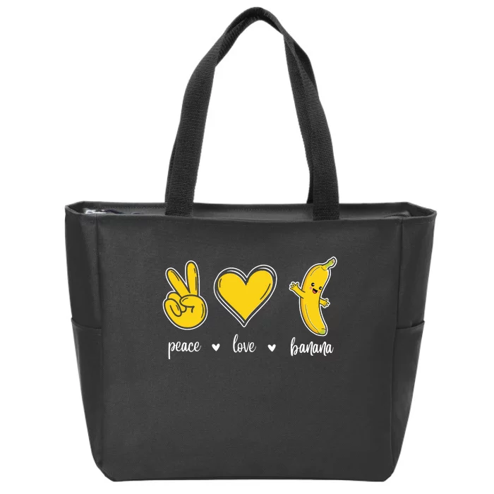 Peace Love Bananas Zip Tote Bag