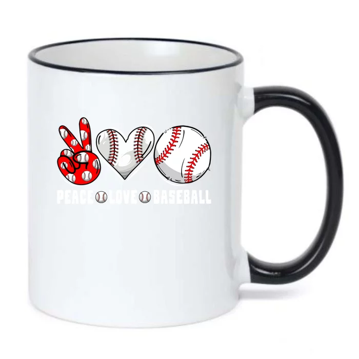 Peace Love Baseball Funny Mommy Dad Son Daughter Gift Black Color Changing Mug