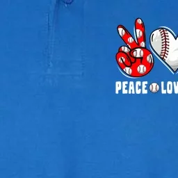 Peace Love Baseball Funny Mommy Dad Son Daughter Gift Softstyle Adult Sport Polo