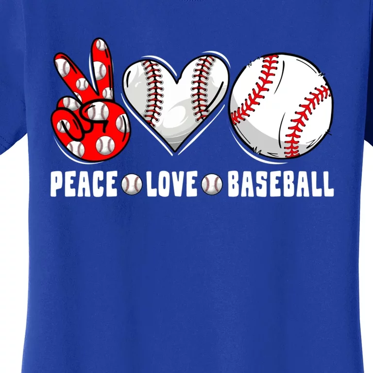 Peace Love Baseball Funny Mommy Dad Son Daughter Gift Women's T-Shirt