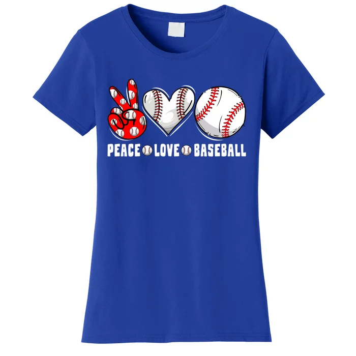 Peace Love Baseball Funny Mommy Dad Son Daughter Gift Women's T-Shirt