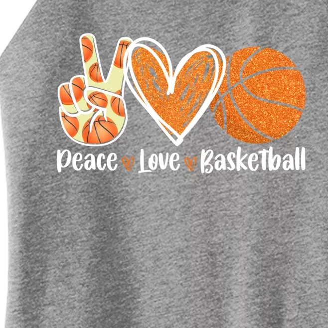 Peace Love Basketball Player Funny For Dad Mom Gift Women’s Perfect Tri Rocker Tank