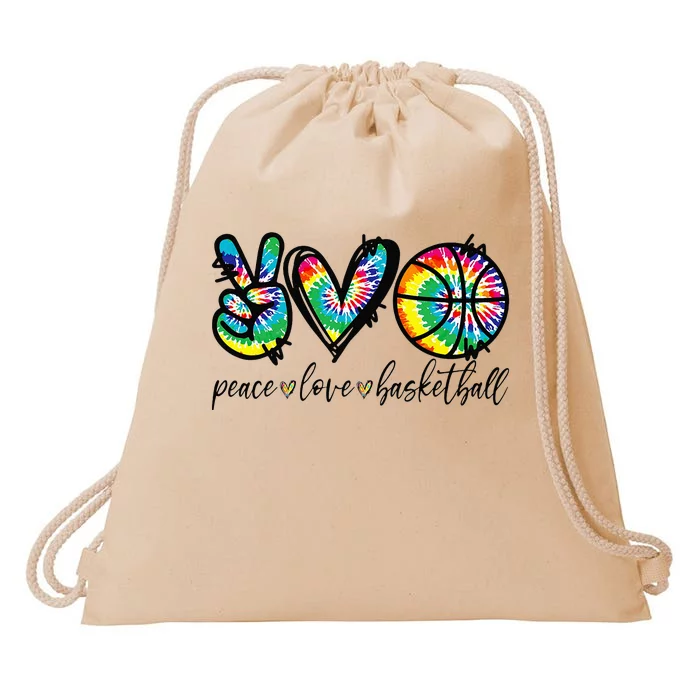 Peace Love Basketball Tie Dye Cute Basketball Lovers Drawstring Bag