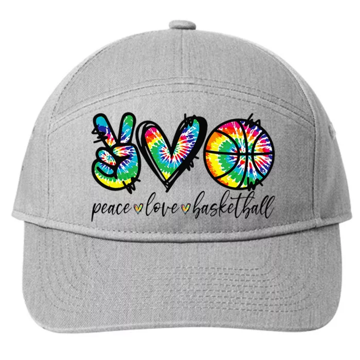 Peace Love Basketball Tie Dye Cute Basketball Lovers 7-Panel Snapback Hat