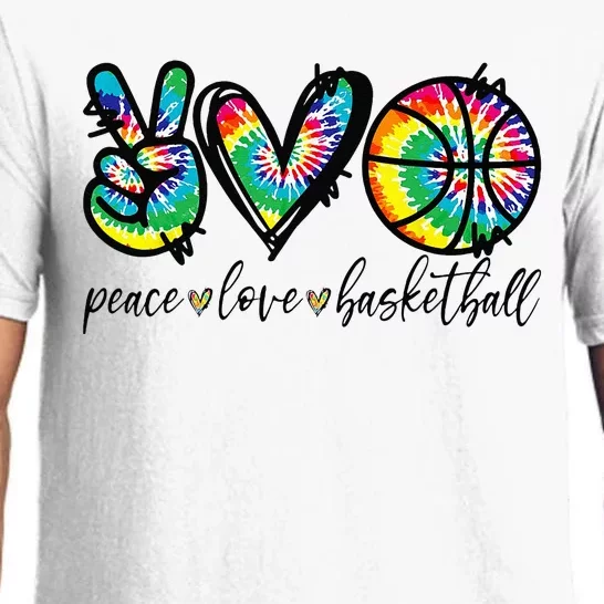 Peace Love Basketball Tie Dye Cute Basketball Lovers Pajama Set