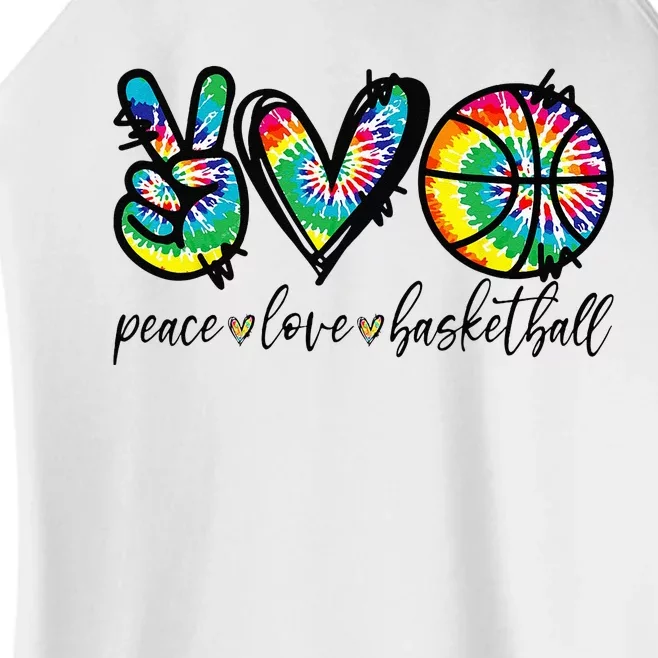 Peace Love Basketball Tie Dye Cute Basketball Lovers Women’s Perfect Tri Rocker Tank