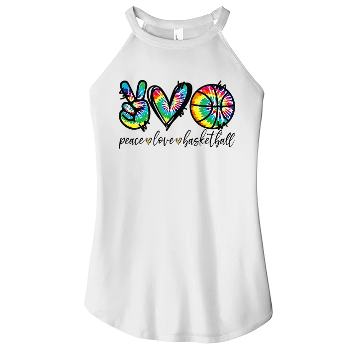 Peace Love Basketball Tie Dye Cute Basketball Lovers Women’s Perfect Tri Rocker Tank