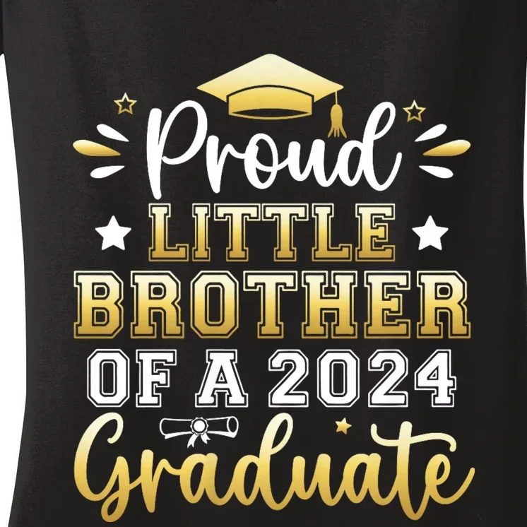 Proud Little Brother Of A 2024 Graduate Senior Graduation Women's V-Neck T-Shirt