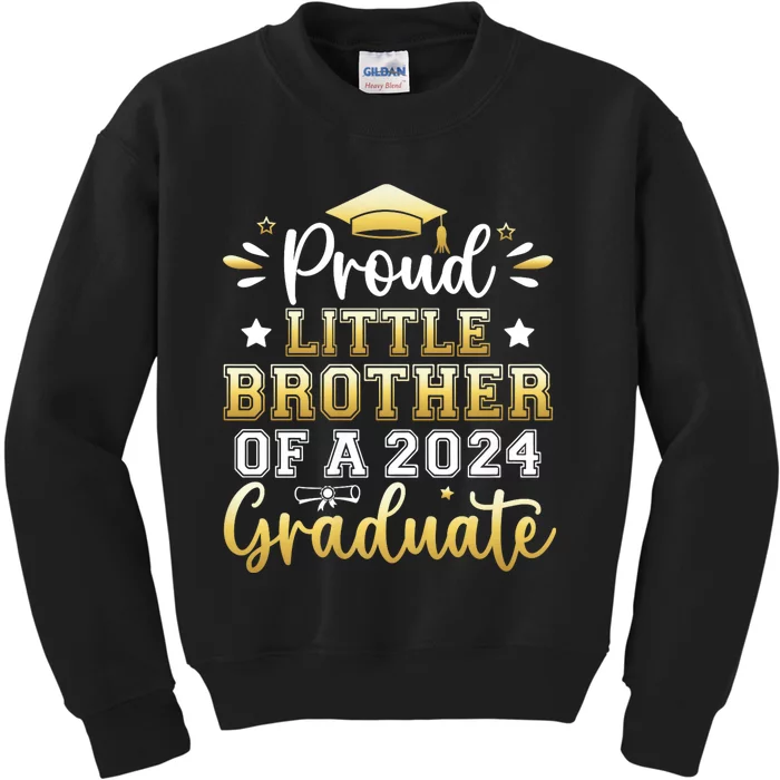 Proud Little Brother Of A 2024 Graduate Senior Graduation Kids Sweatshirt