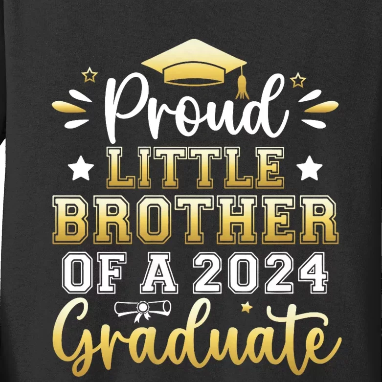 Proud Little Brother Of A 2024 Graduate Senior Graduation Kids Long Sleeve Shirt