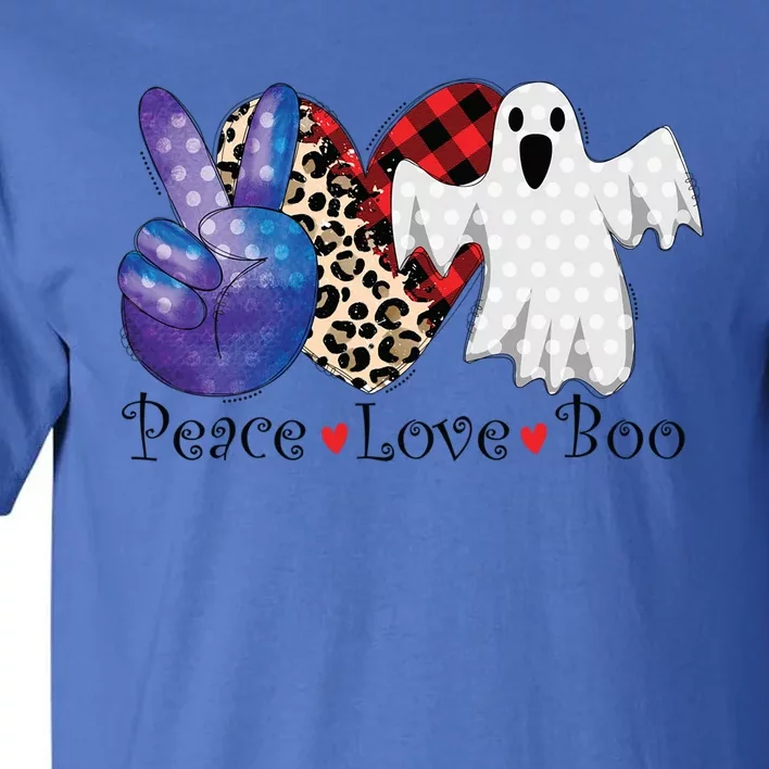 Peace Love Boo Leopard Halloween Costume Ghost Gift Tall T-Shirt