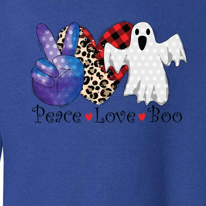 Peace Love Boo Leopard Halloween Costume Ghost Gift Toddler Sweatshirt