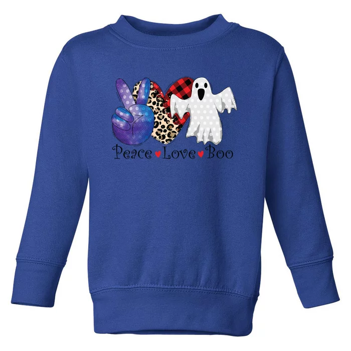 Peace Love Boo Leopard Halloween Costume Ghost Gift Toddler Sweatshirt