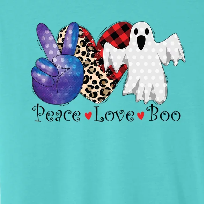 Peace Love Boo Leopard Halloween Costume Ghost Gift ChromaSoft Performance T-Shirt