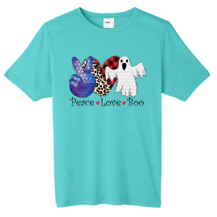 Peace Love Boo Leopard Halloween Costume Ghost Gift ChromaSoft Performance T-Shirt