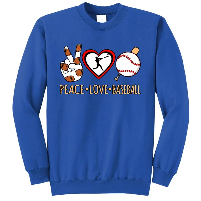 Peace Love Baseball Sports Player Lover Coach Graphic Gift Tall Sweatshirt