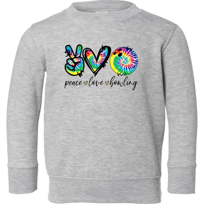 Peace Love Bowling Tie Dye Cute Bowling Lovers Toddler Sweatshirt