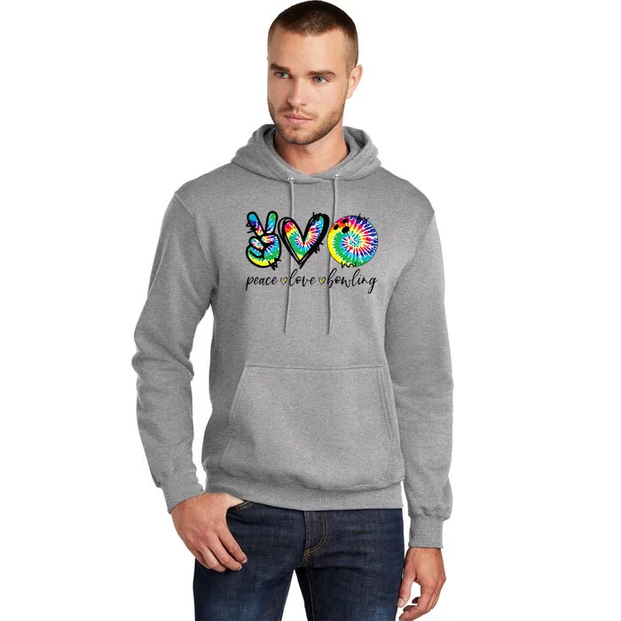 Peace Love Bowling Tie Dye Cute Bowling Lovers Tall Hoodie