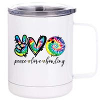 Peace Love Bowling Tie Dye Cute Bowling Lovers 12 oz Stainless Steel Tumbler Cup