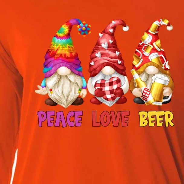 Peace Love Beer Funny Summer Gnomes Chillin With My Gnomies Cute Gift Cooling Performance Long Sleeve Crew