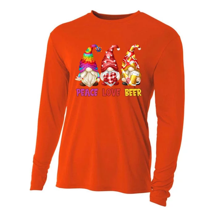 Peace Love Beer Funny Summer Gnomes Chillin With My Gnomies Cute Gift Cooling Performance Long Sleeve Crew