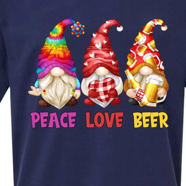 Peace Love Beer Funny Summer Gnomes Chillin With My Gnomies Cute Gift Sueded Cloud Jersey T-Shirt