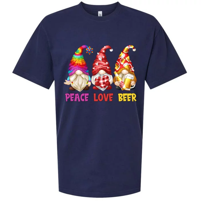 Peace Love Beer Funny Summer Gnomes Chillin With My Gnomies Cute Gift Sueded Cloud Jersey T-Shirt