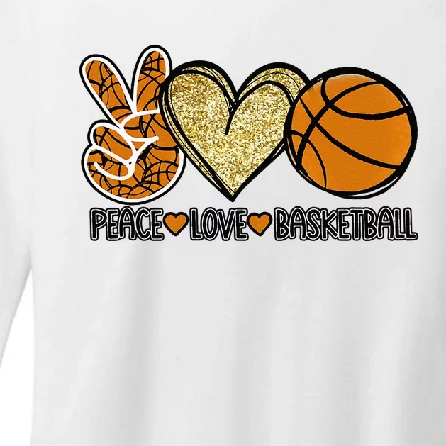 Peace Love Basketball Heart Ball Sports Team Game Player Womens CVC Long Sleeve Shirt