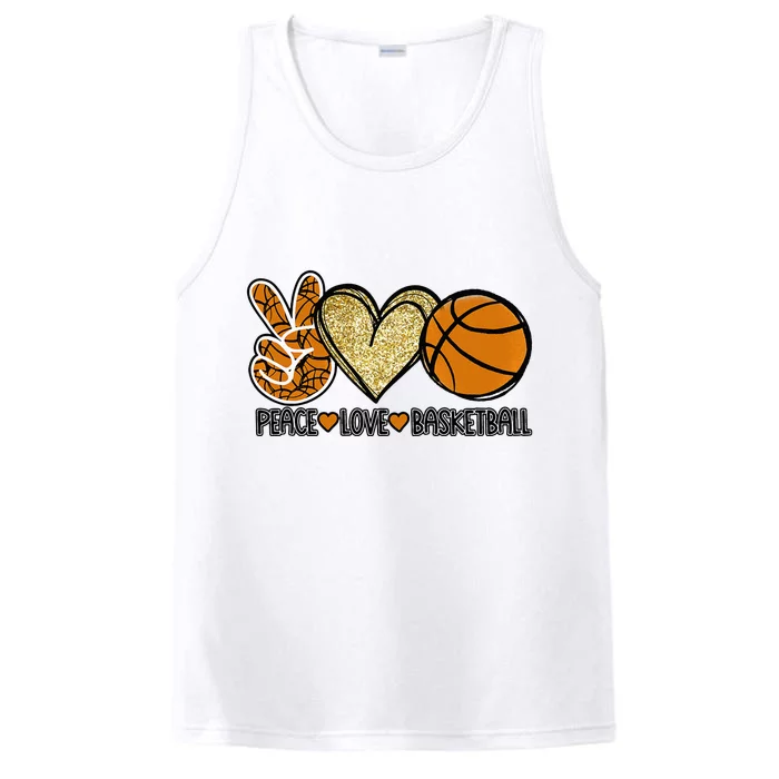 Peace Love Basketball Heart Ball Sports Team Game Player Performance Tank