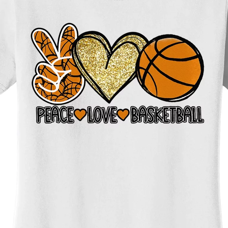 Peace Love Basketball Heart Ball Sports Team Game Player Women's T-Shirt