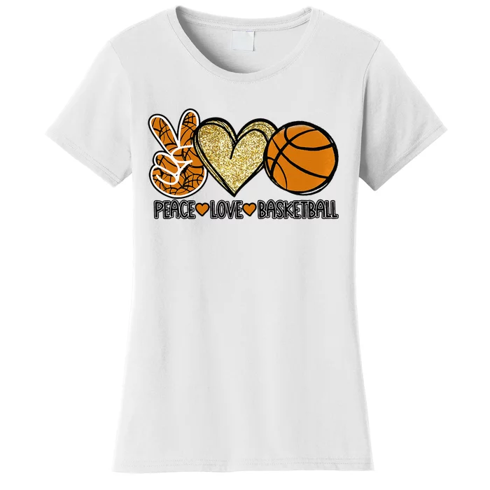 Peace Love Basketball Heart Ball Sports Team Game Player Women's T-Shirt